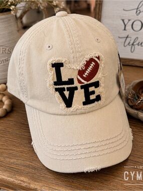 KBETHOS Love Football Patch Beige Baseball Cap
